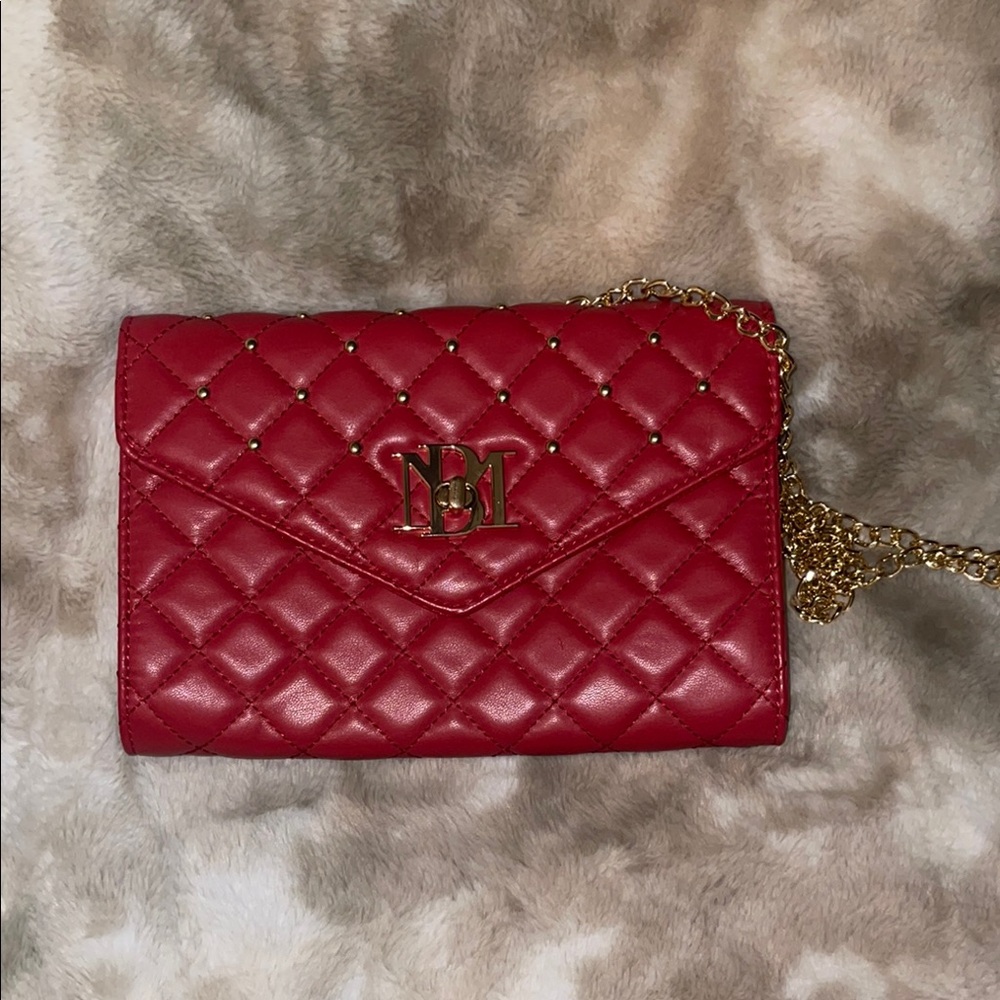 Badgley Mischka Diamond Quilted Red Crossbody Bag